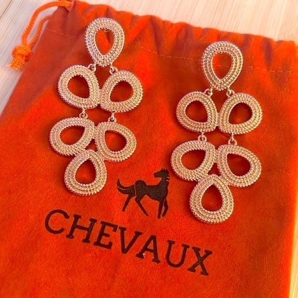 Brand New Chevaux Rose Gold Tone Bold Statement Drop Earrings - Picture 1 of 12